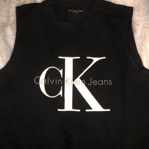 Calvin Klein Logo Black Crop Tank